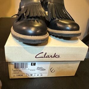 Clarks Griffin Mia Black Leather Shoes